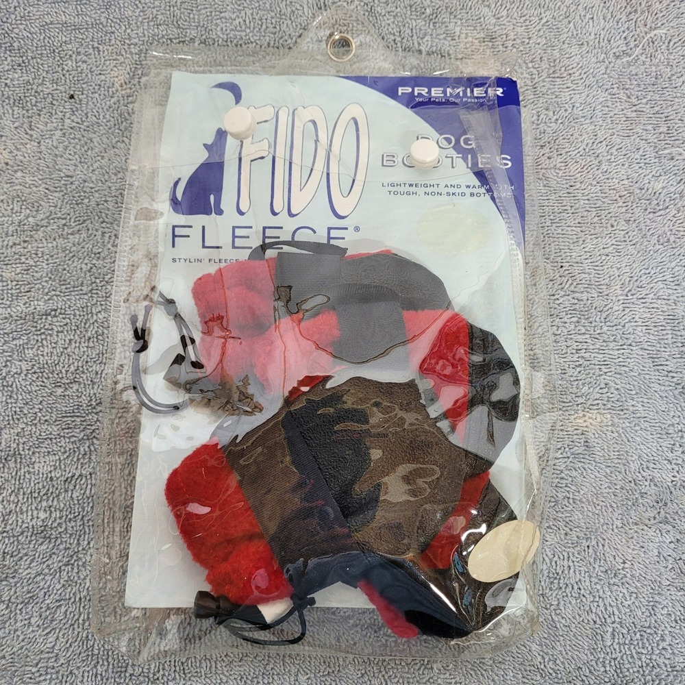Premier Fido Fleece Dog Booties Red X-Small Non-Skid Paw Protection Set of 4 - Picture 3 of 5